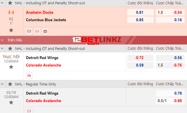 Kèo cược khúc côn cầu 12bet Kèo cược khúc côn cầu 12bet